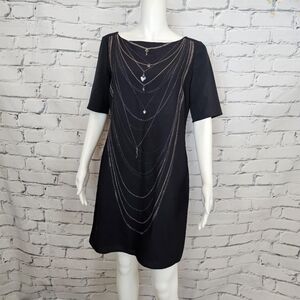 Moschino Cheap and Chic Black Chain Shift Dress
